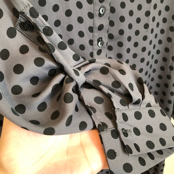 LOFT Polka Dot Long Sleeve Shirt Dress - Picture 4 of 5